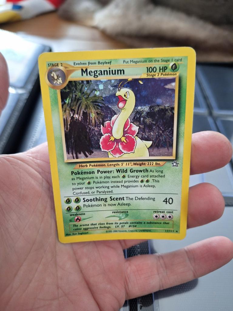 Meganium holo - neo genesis - vintage pokemon, Hobby en Vrije tijd, Verzamelkaartspellen | Pokémon, Ophalen of Verzenden, Gebruikt
