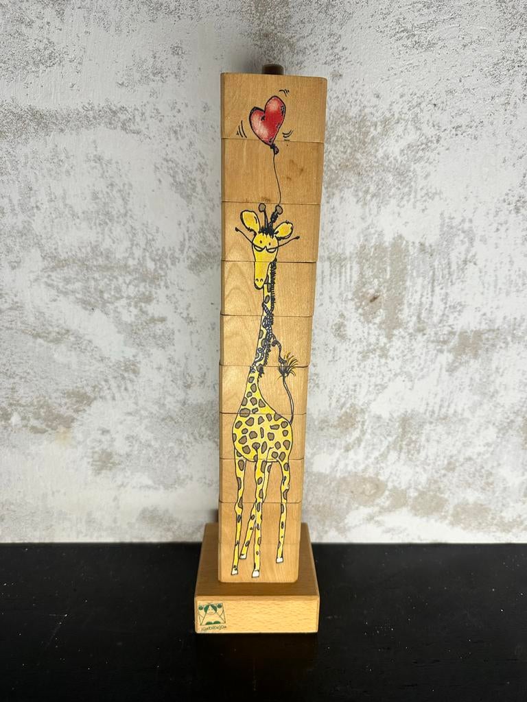 Janbibejan Houten Stapeltoren Giraffe & Jongen, Ophalen of Verzenden, Gebruikt, Overige typen