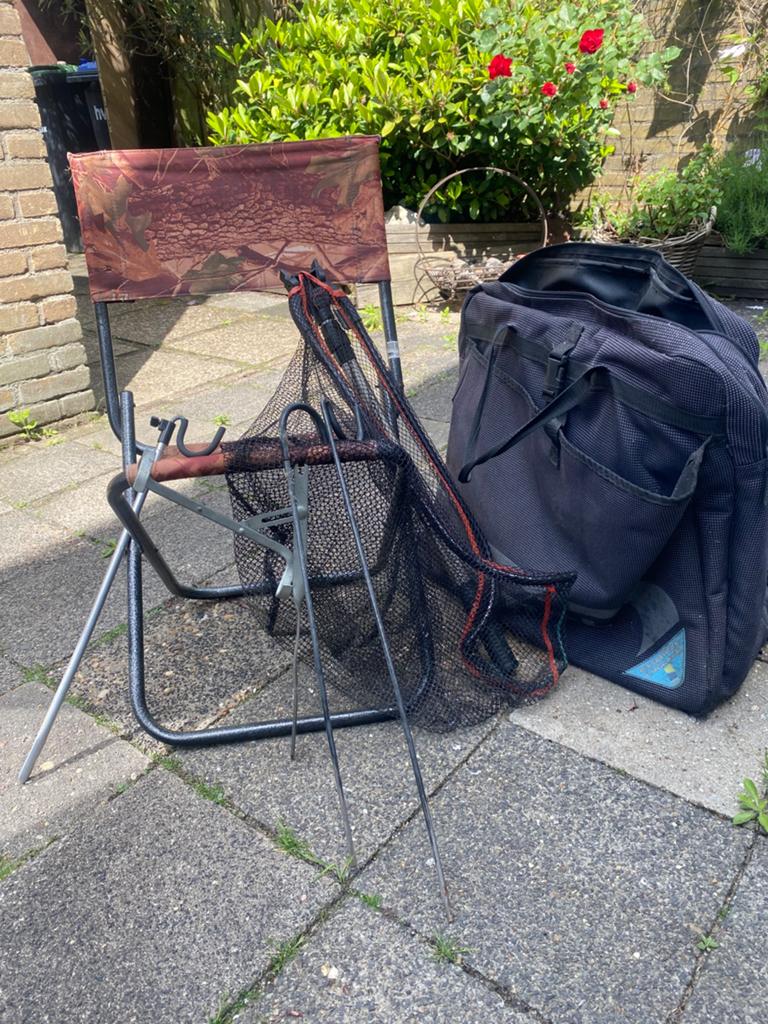 Visstoeltje met schepnet, Ophalen of Verzenden