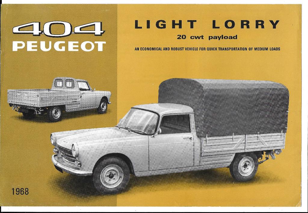 Peugeot 404 Light Lorry folder leaflet pick up (PE07), Ophalen of Verzenden, Zo goed als nieuw, Peugeot
