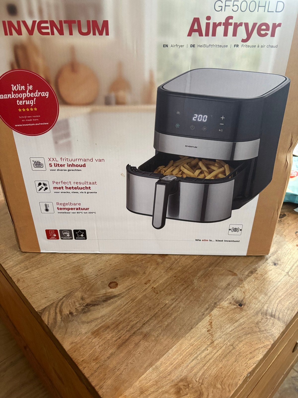 Inventum GF500HLD Airfryer - Nieuw in doos, Ophalen of Verzenden, Nieuw, Airfryer, 1500 gram of meer