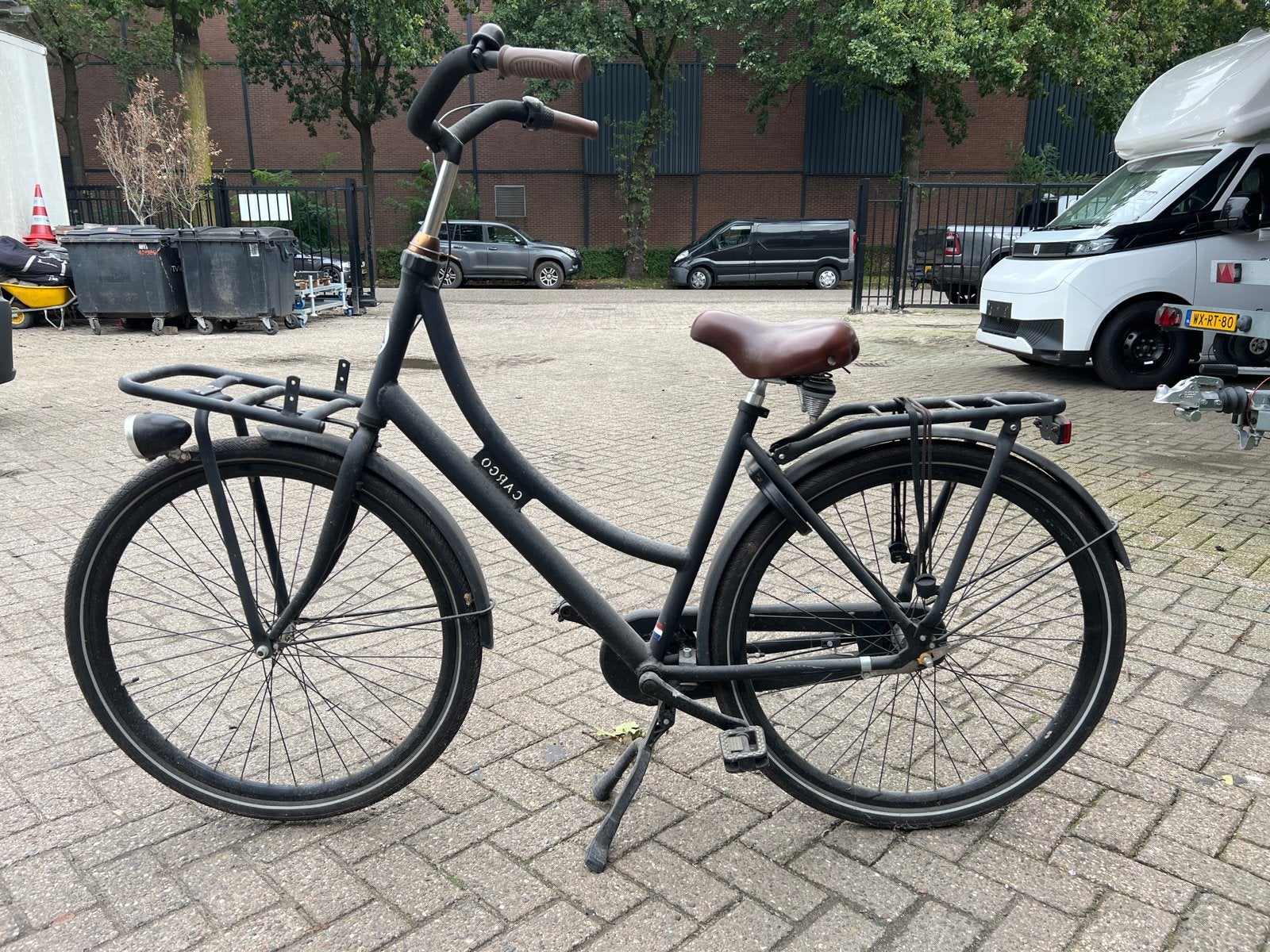 Stevige zwarte transportfiets met voordrager, Terugtraprem, Versnellingen, Ophalen, Overige merken
