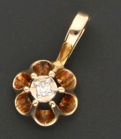 Vintage gouden hanger met diamant, Sieraden, Tassen en Uiterlijk, Antieke sieraden, Verzenden, Goud, Hanger, Met edelsteen