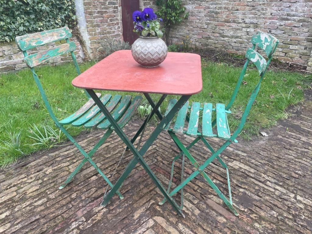 Mooie Ijzeren Tuintafel Klaptafel Bistrotafel Frans, Ophalen of Verzenden