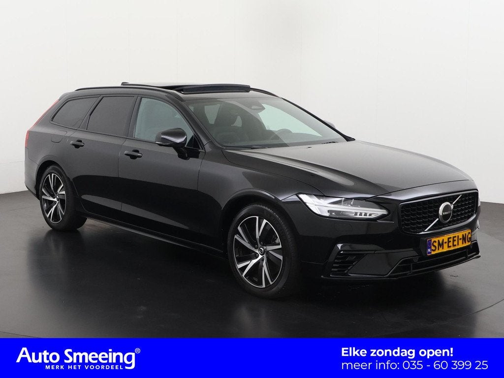 Volvo V90 2.0 T6 Recharge AWD R-Design | Trekhaak | Panorama, Auto's, Volvo, 12 maanden, Euro 6, 4 cilinders, Leder en Stof