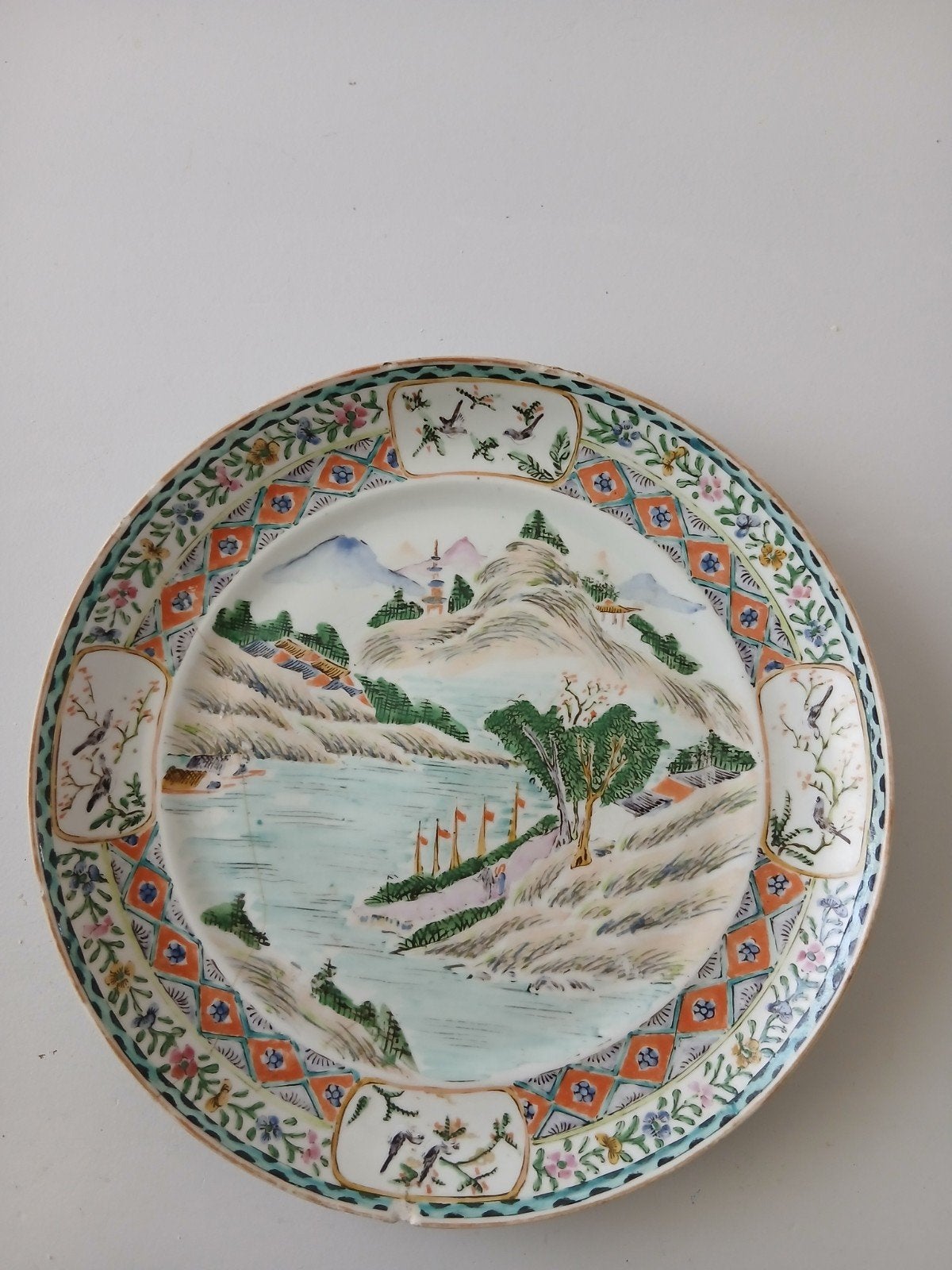 chinees kantonees? bord famille verte ?  met schade, Ophalen of Verzenden