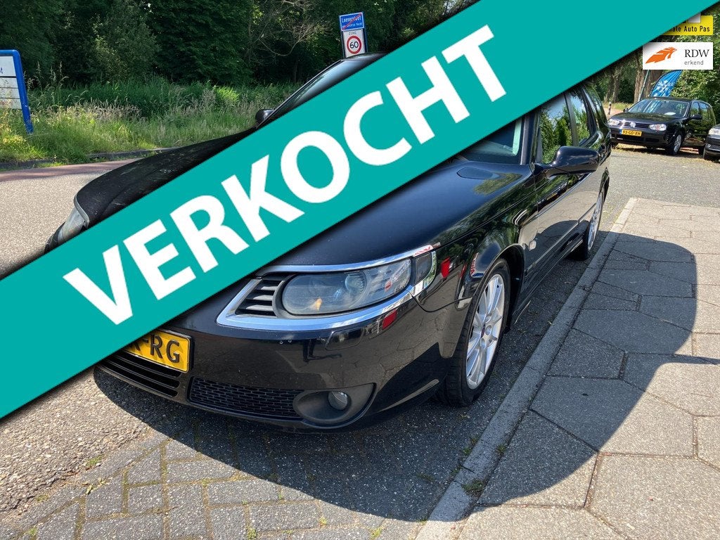 Saab 9-5 Estate 2.3 Turbo Aero 260PK!, Auto's, Saab, 4 cilinders, 2290 cc, Zwart, Grijs