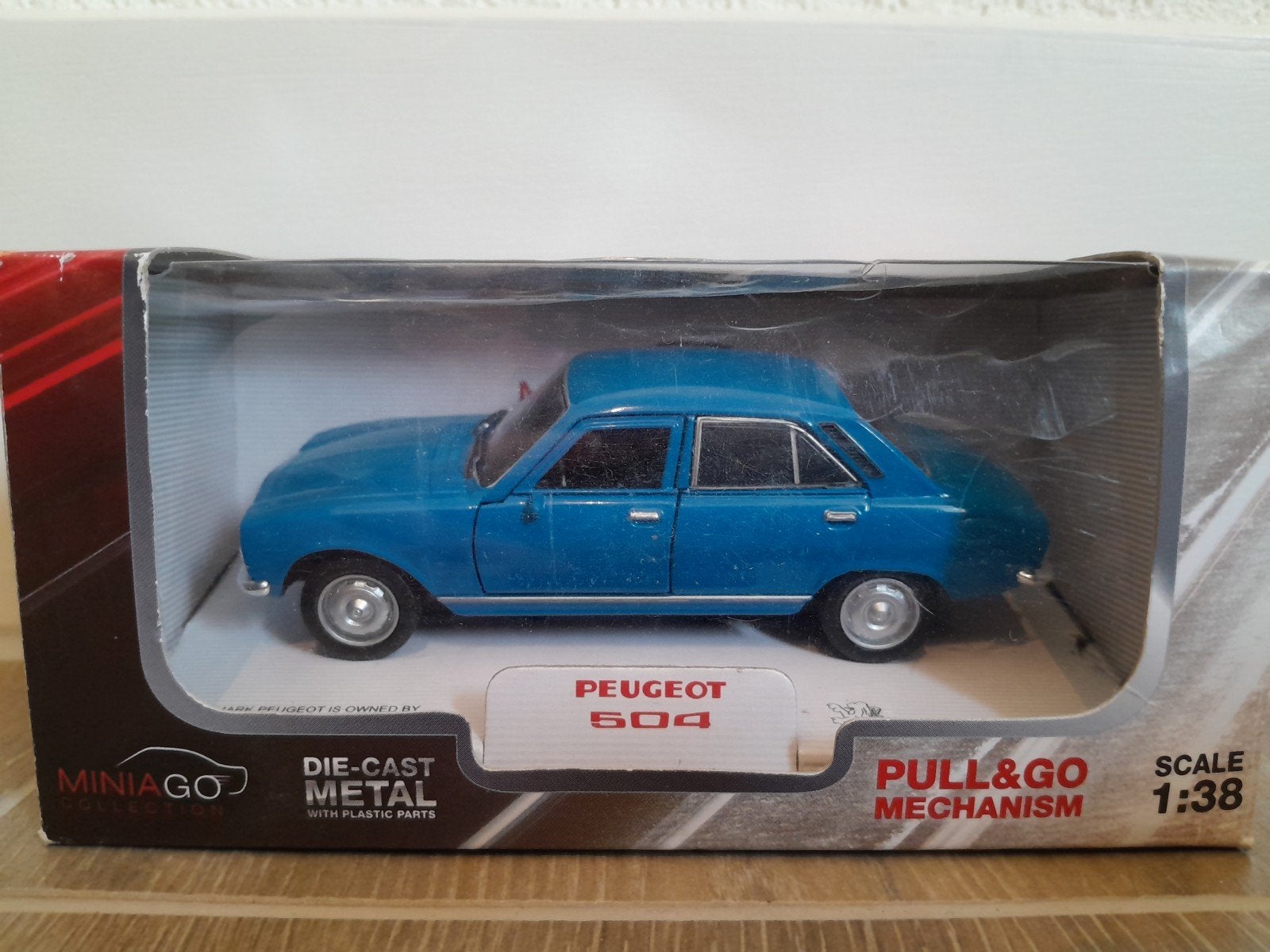 Miniago Welly 1/38 - Peugeot 504 Die-Cast Modelauto Z.G.A.N., Ophalen of Verzenden, Zo goed als nieuw, Auto, Overige merken