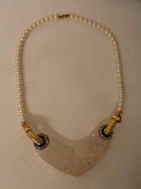 VINTAGE KETTING PARELMOER PERFECTE STAAT, Ophalen of Verzenden, Zo goed als nieuw, Wit, Overige materialen
