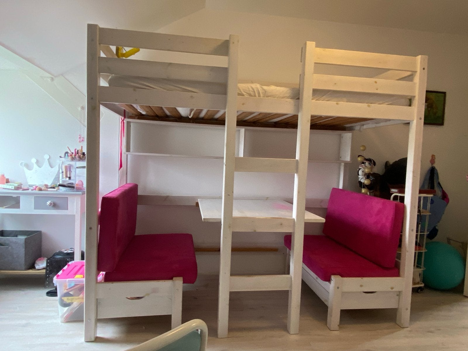 Opknapper - Hoogslaper met bureau en bankjes, Ophalen, Hoogslaper, Eenpersoons, 210 cm