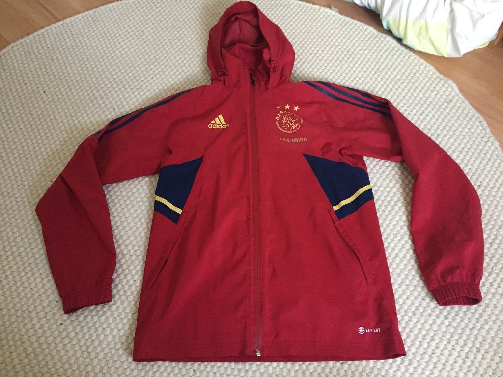 Adidas Ajax Abn Amro Amsterdam Voetbal Trainersjas medium, Sport en Fitness, Voetbal, Gebruikt, Trainingspak, Maat M, Ophalen of Verzenden