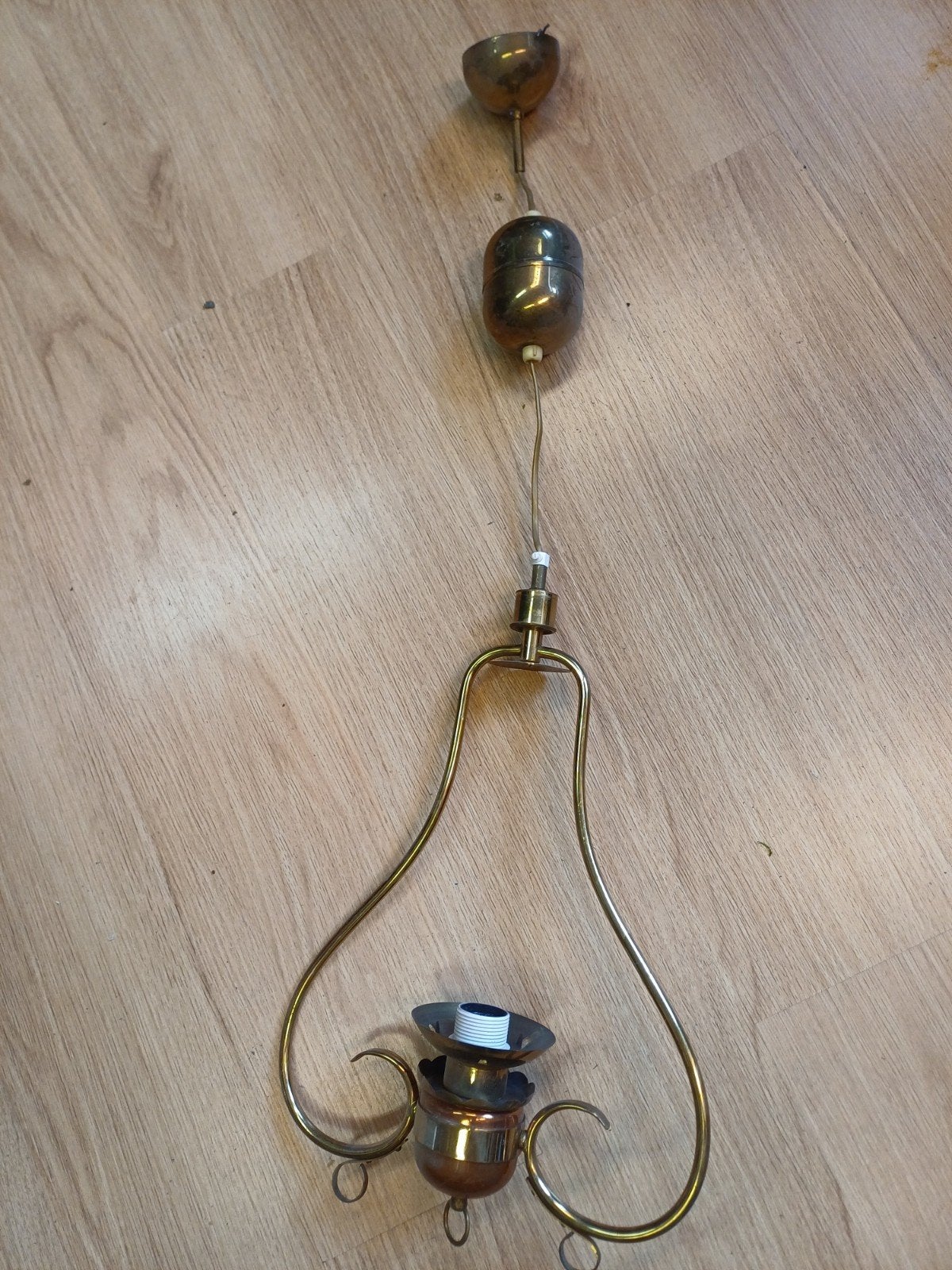 Vintage messing hanglamp met contragewicht, Antiek en Kunst, Ophalen of Verzenden