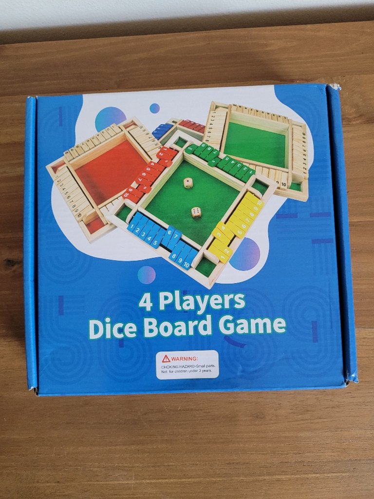 Shut-the-Box Dobbelspel. 4 pers. Hout. Nieuw, Een of twee spelers, Ophalen of Verzenden, Nieuw