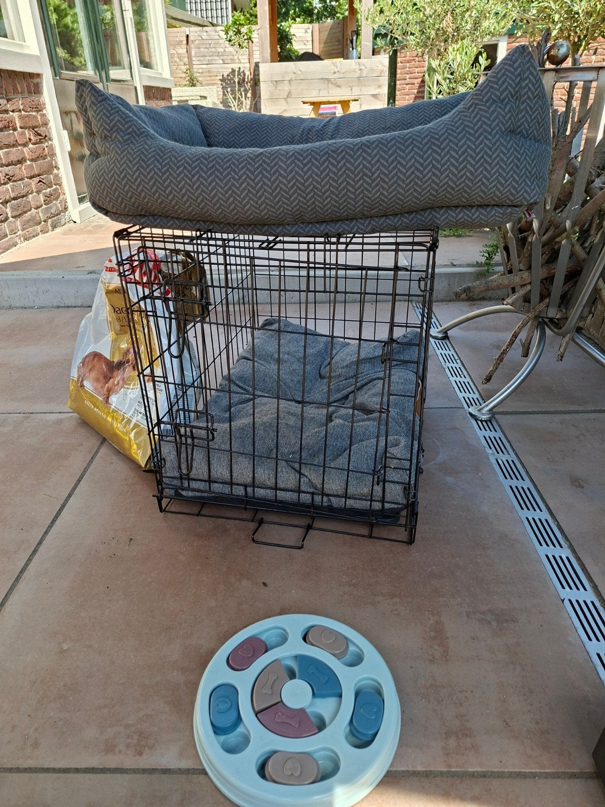 Complete teckel-/kleine hondenset – bench, mand, camera, jas, Ophalen