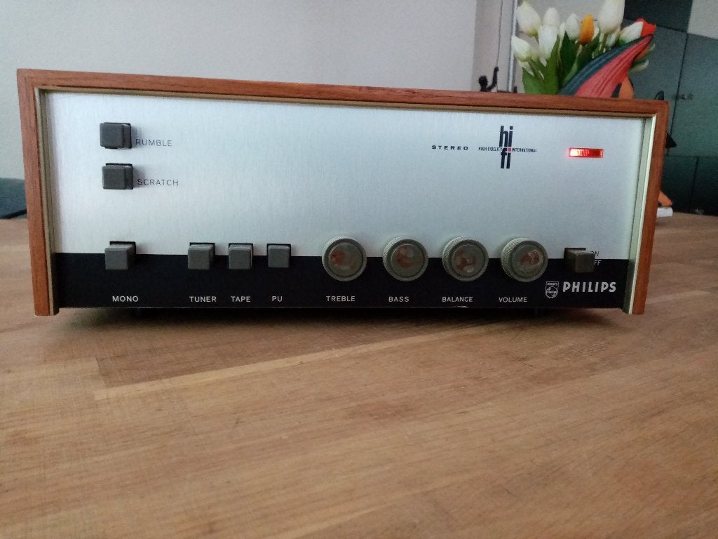 Philips vintage een v.d. eerste transistor versterker AG923, Gebruikt, Ophalen, Overige merken, Minder dan 60 watt