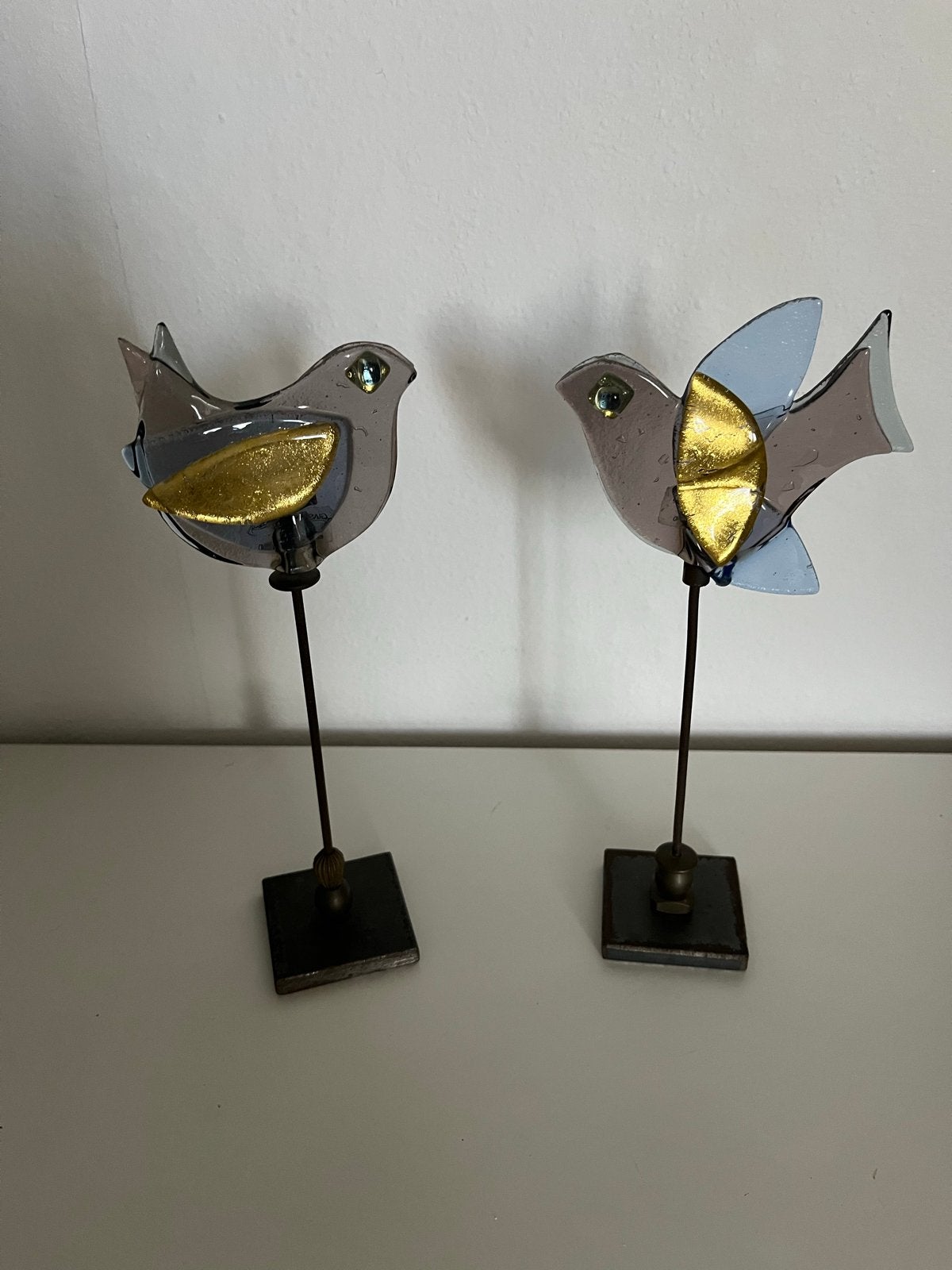 Glazen vogels met bladgoud - Echt Bladgoud Oro Zecchino, Meerkleurig, Ophalen of Verzenden, Zo goed als nieuw, Modern