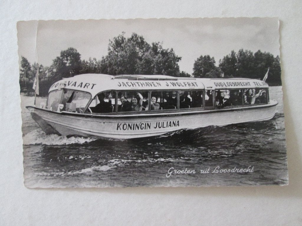 echte foto Wolfrat Loosdrecht 1961 boot rondvaartboot, Ophalen of Verzenden, 1940 tot 1960, Gelopen, Voertuig