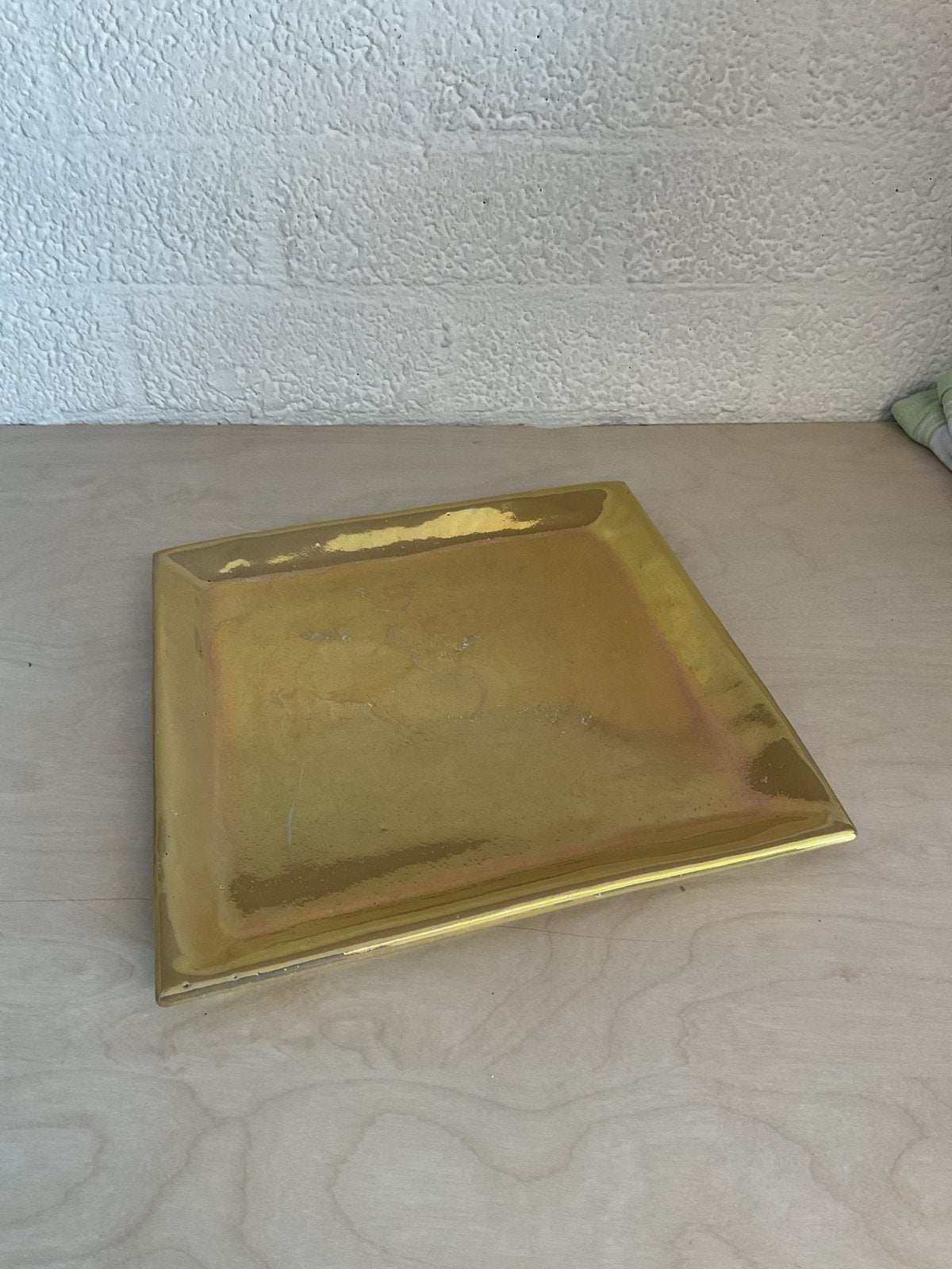 Gouden Mobach schaal vierkant, Ophalen, Gebruikt, Porselein of Keramiek, Schaal