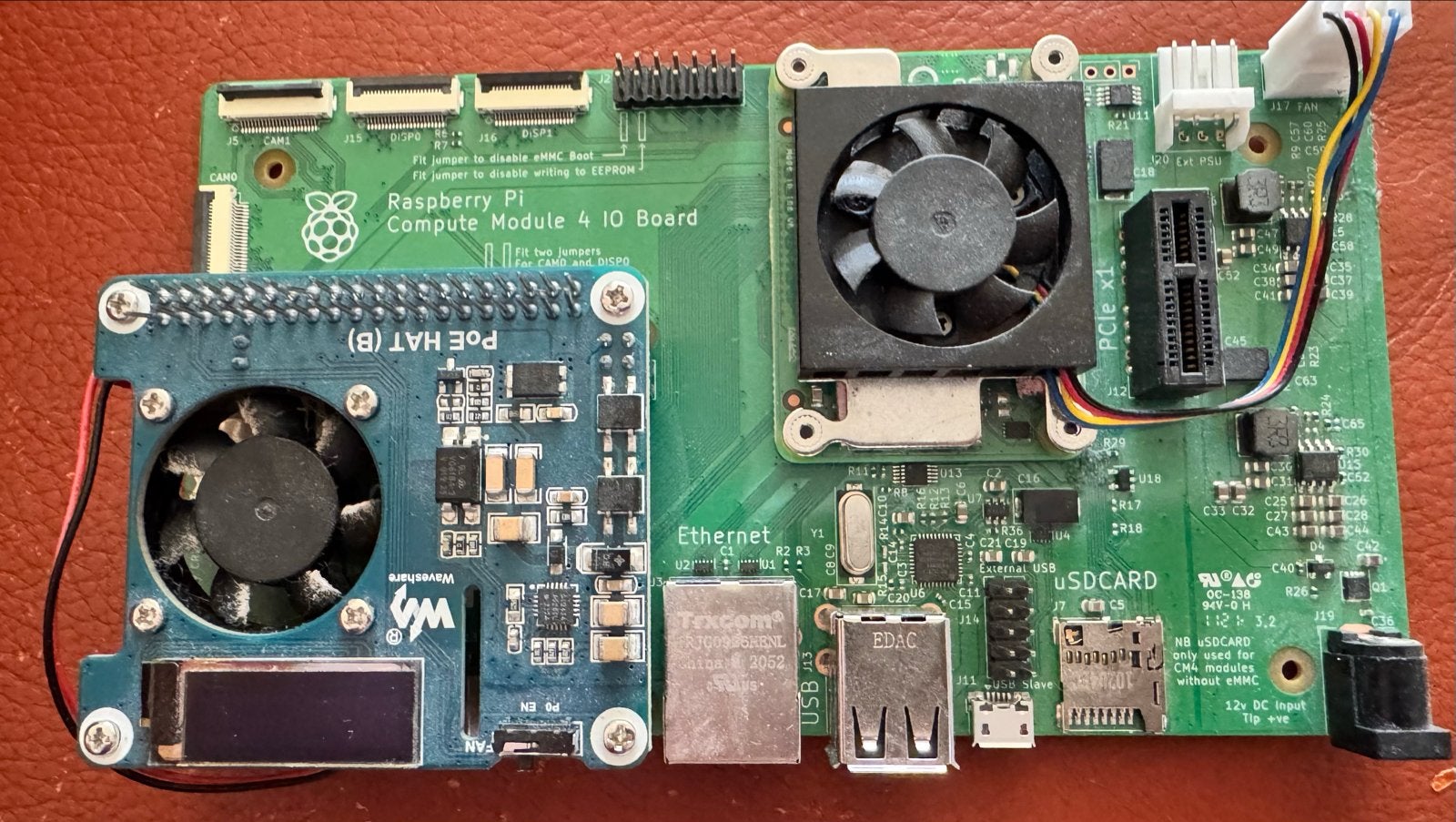 Raspberry Pi CM4 4GB/32GB met PoE board en cooler, Ophalen of Verzenden, Gebruikt