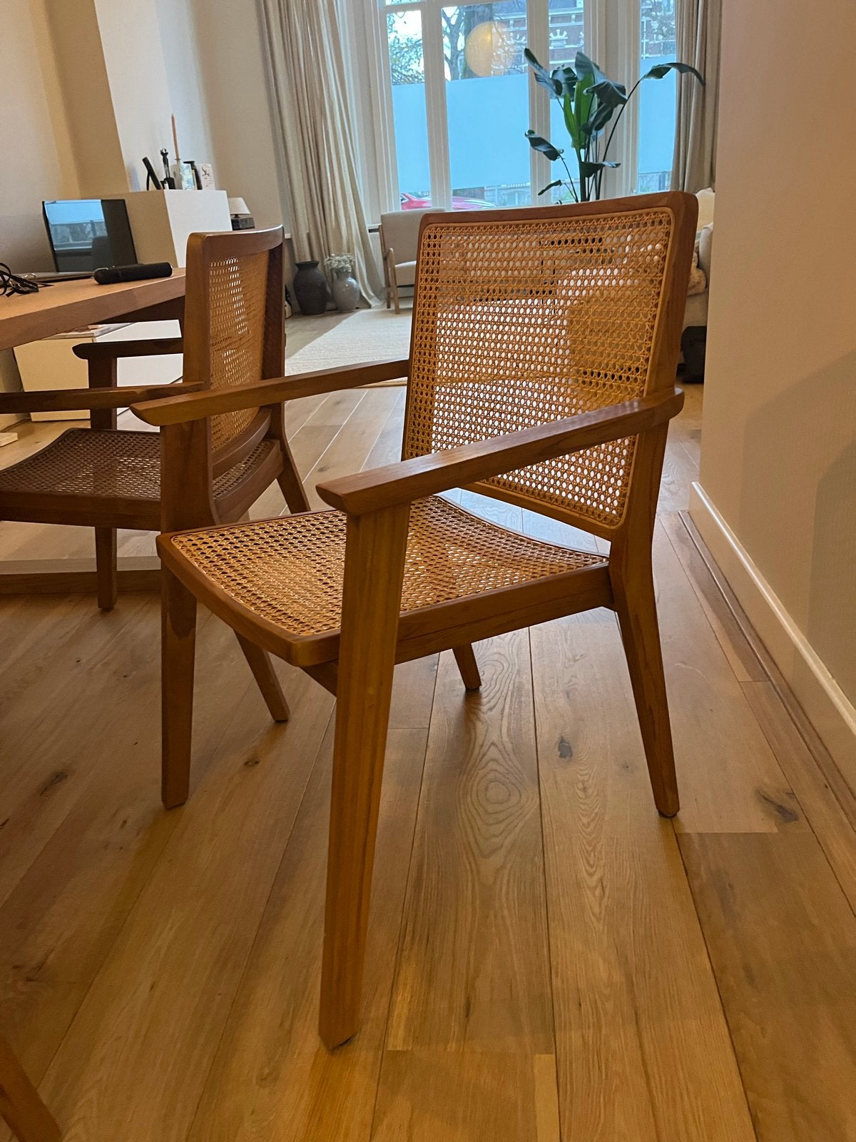 Eetkamerstoel Nova (Loods 5) - rotan met hout 6 stuks, Ophalen, Gebruikt, Bruin, Eén