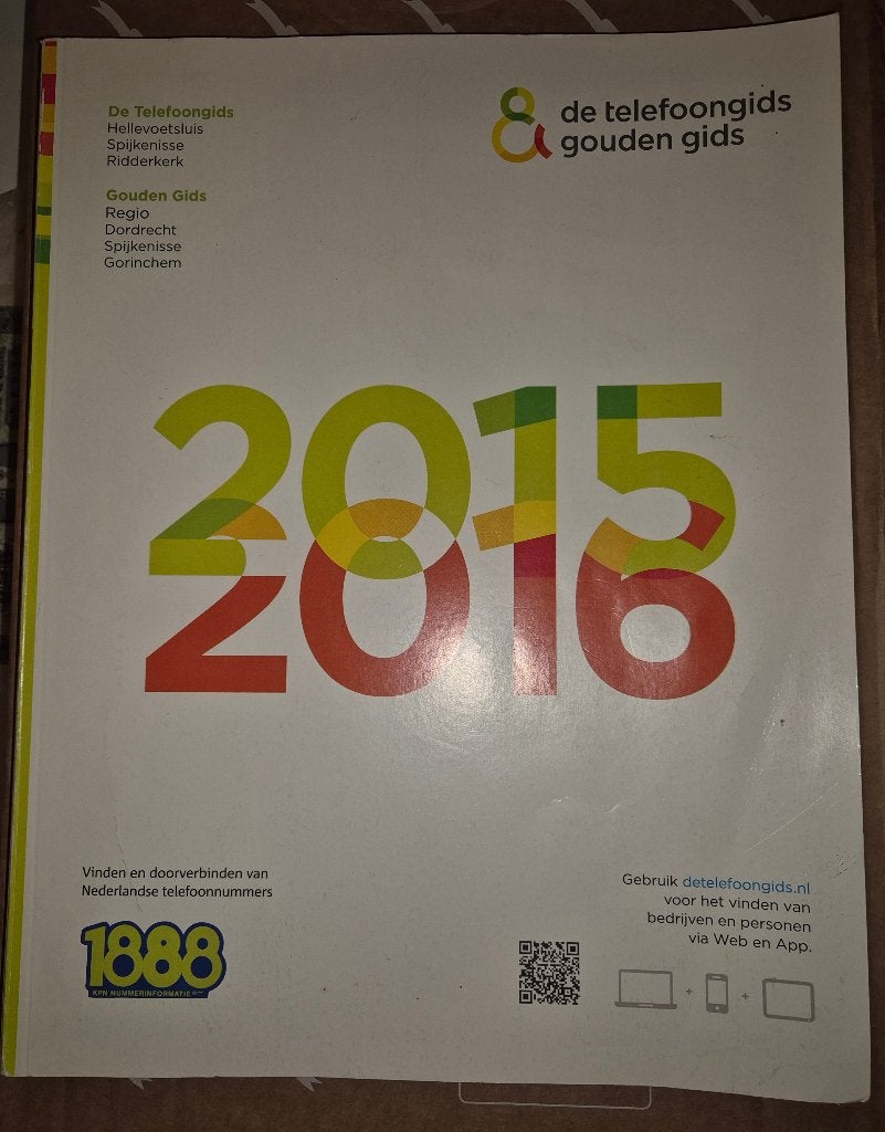 Telefoon+Gouden Gids Hellevoetsluis, Spijkenisse, Ridderkerk, Ophalen of Verzenden, 20e eeuw of later, Zo goed als nieuw