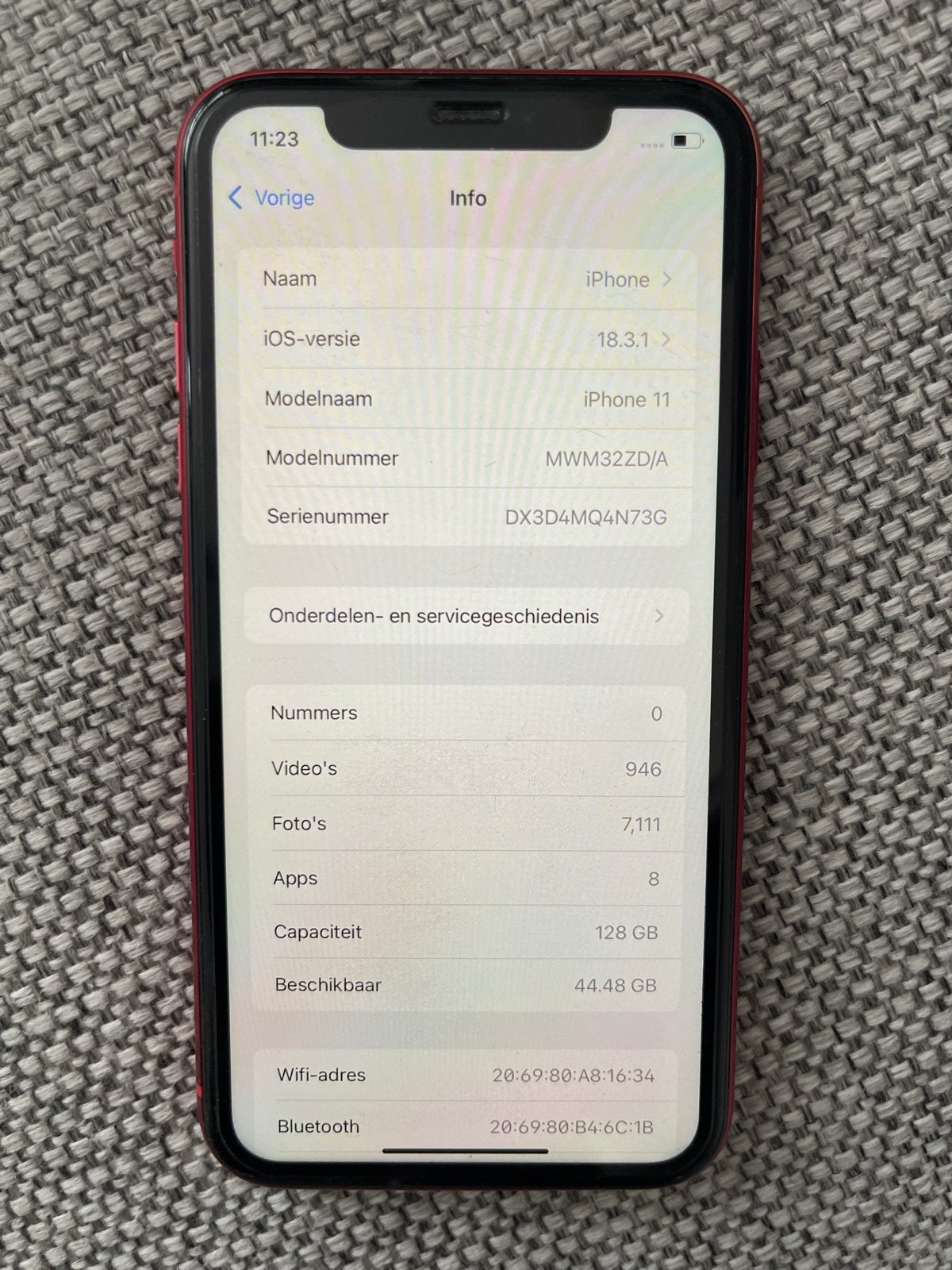 iPhone 11 Rood 128GB - Batterijconditie 74%, Telecommunicatie, Mobiele telefoons | Apple iPhone, Zonder simlock, Zonder abonnement