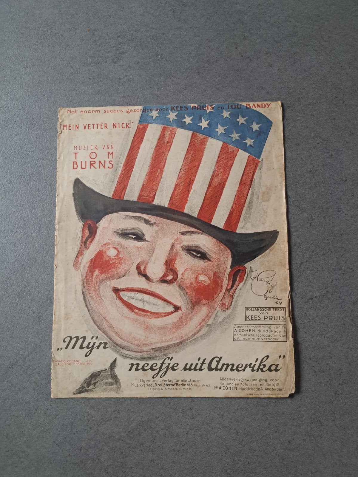 Antiek bladmuziek Mijn neefje uit Amerika (Mein Vetter Nick), Muziek en Instrumenten, Piano, Gebruikt, Ophalen of Verzenden, Thema