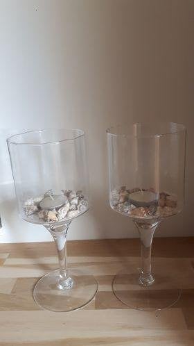 Nieuw set van 2 glazen kandelaars / windlichten, Huis en Inrichting, Woonaccessoires | Kandelaars en Kaarsen, Nieuw, Ophalen of Verzenden