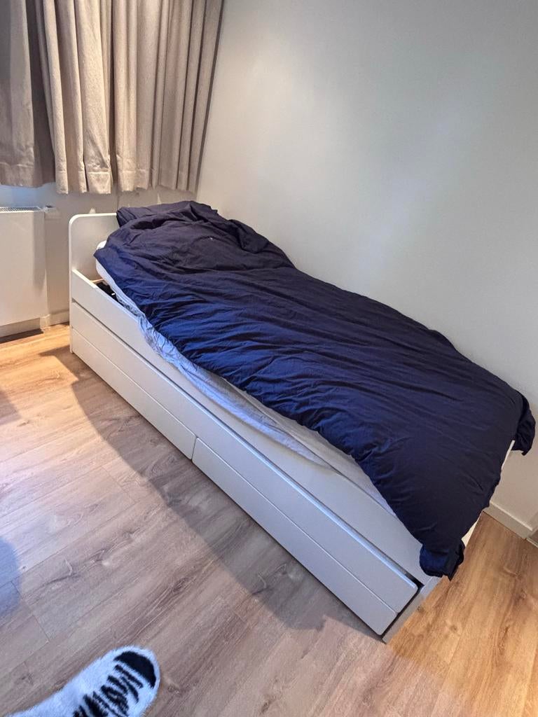 IKEA Släkt bed met onderbed en 2 lades, Ophalen, Verstelbaar, 90 cm, Eenpersoons