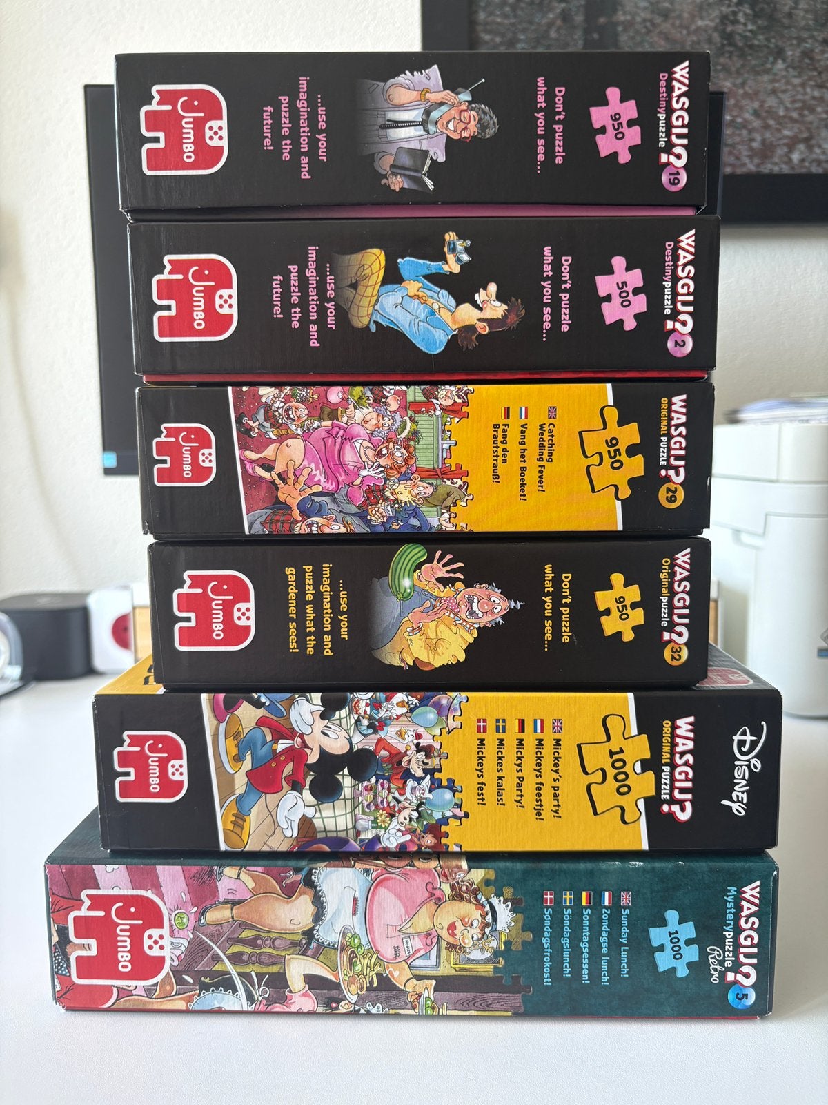 Stapel Wasgij Puzzels (diversen), Ophalen of Verzenden, 500 t/m 1500 stukjes, Zo goed als nieuw