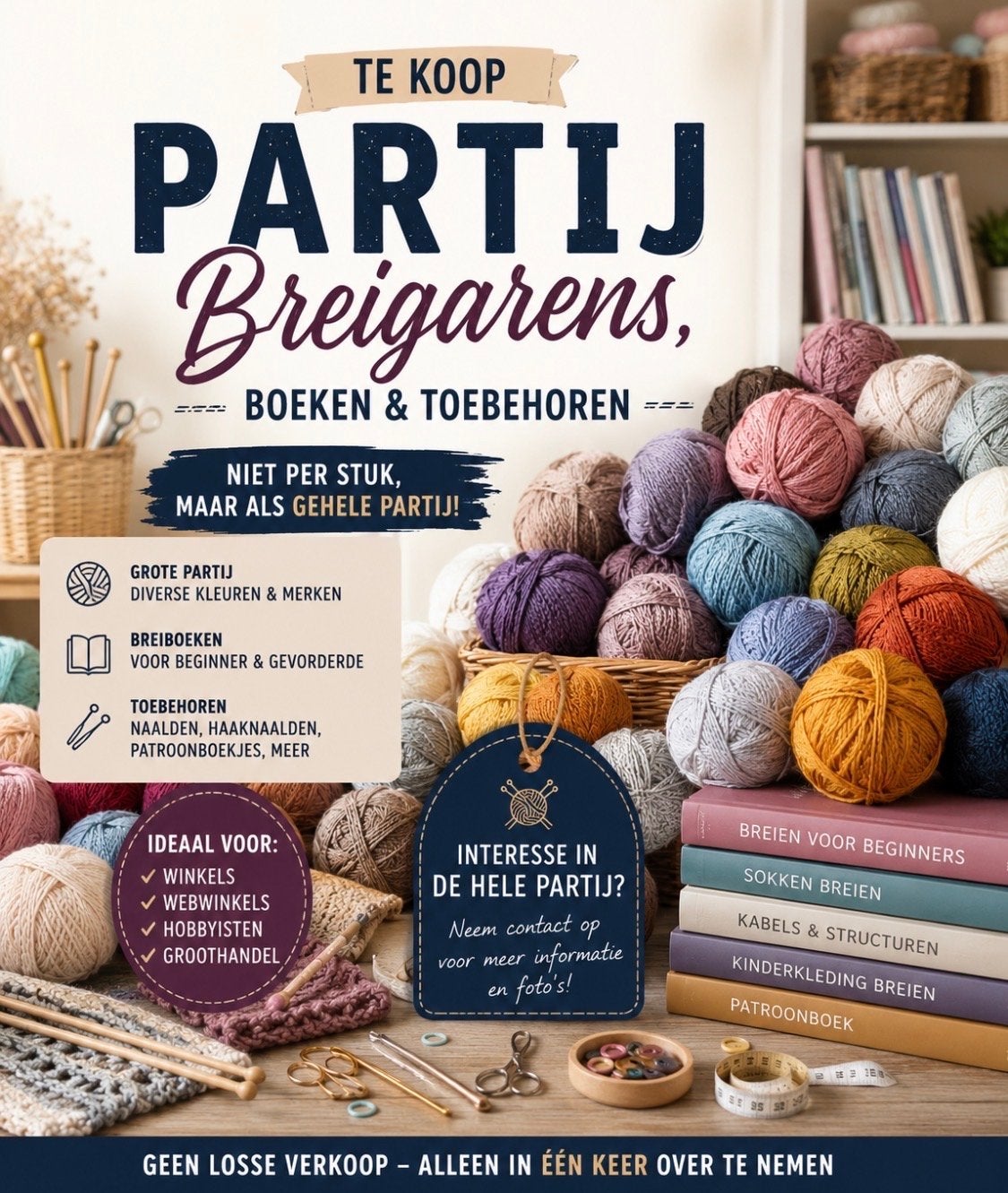 Grote partij breigarens, boeken en toebehoren, Hobby en Vrije tijd, Breien en Haken, Ophalen of Verzenden, Nieuw, Breien of Haken