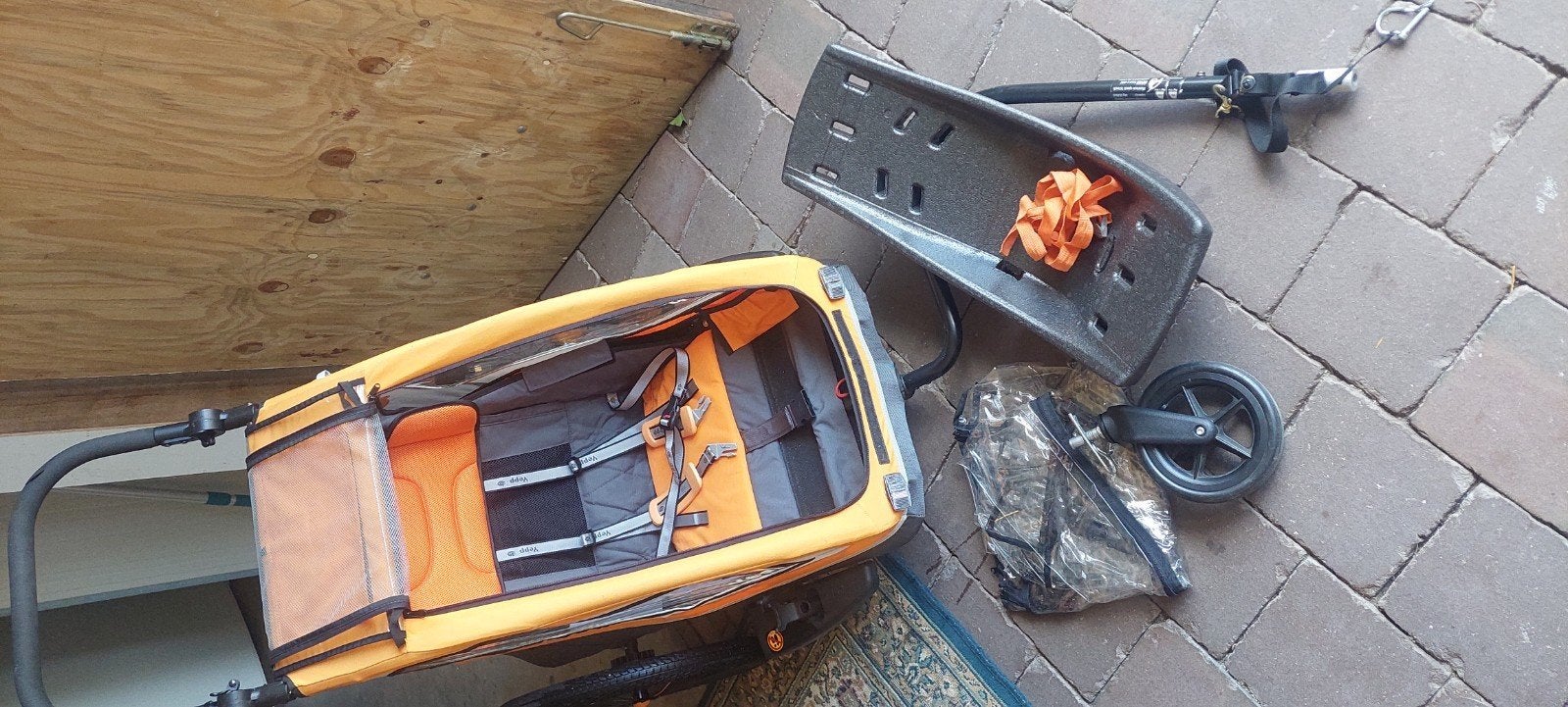 Yepp fietskar met babyschaal en regenhoes, Ophalen, Gebruikt, Yepp, Opvouwbaar