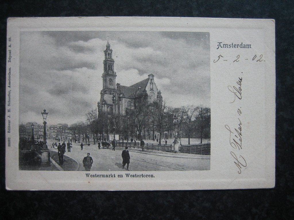 AMSTERDAM Westermarkt en Westertoren 1902, Verzamelen, Ophalen of Verzenden, Voor 1920, Noord-Holland
