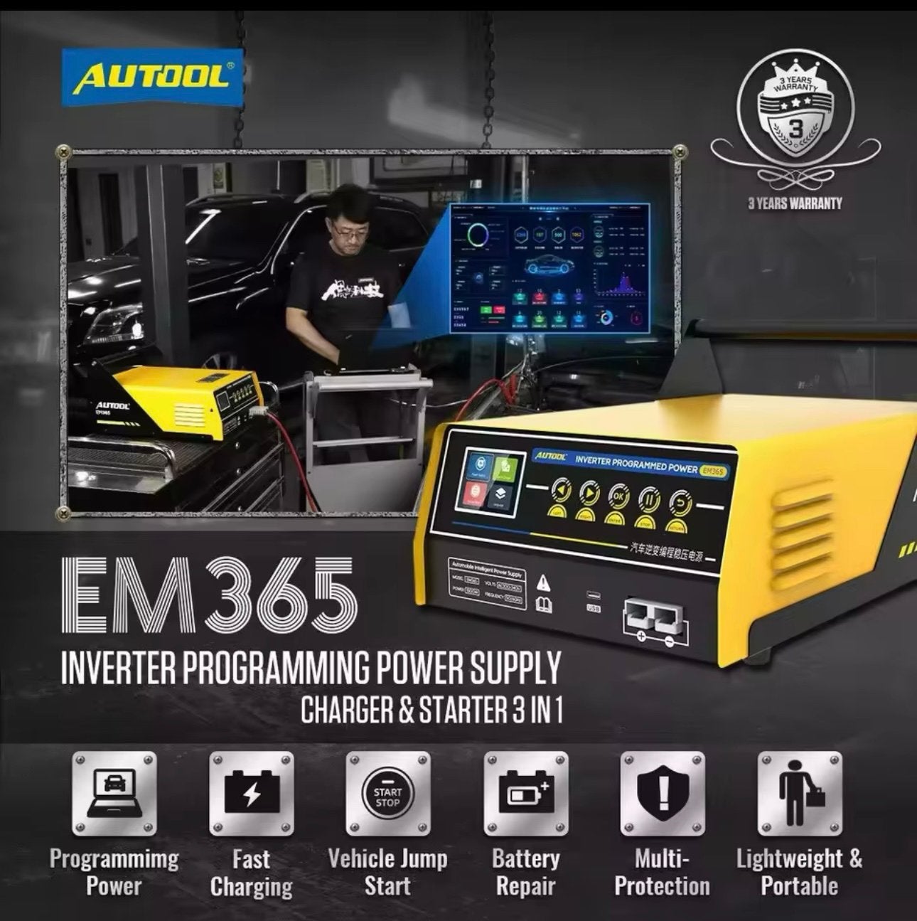 AUTOOL EM365 150A stabiele Voeding tbv Programmering