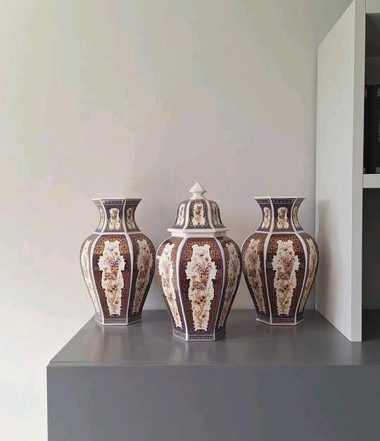 Set van 3 decoratieve porceleinen vazen van Bing & Grøndahl, Ophalen of Verzenden, Zo goed als nieuw, Overige kleuren