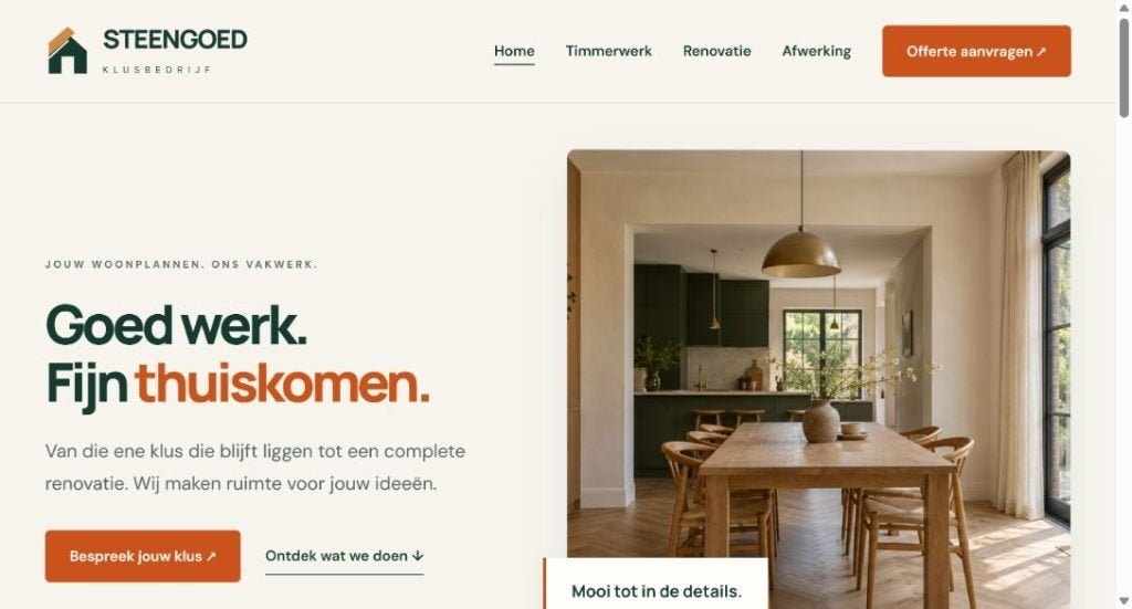 Complete klusbedrijfwebsite + domein | €249, Website Bouw