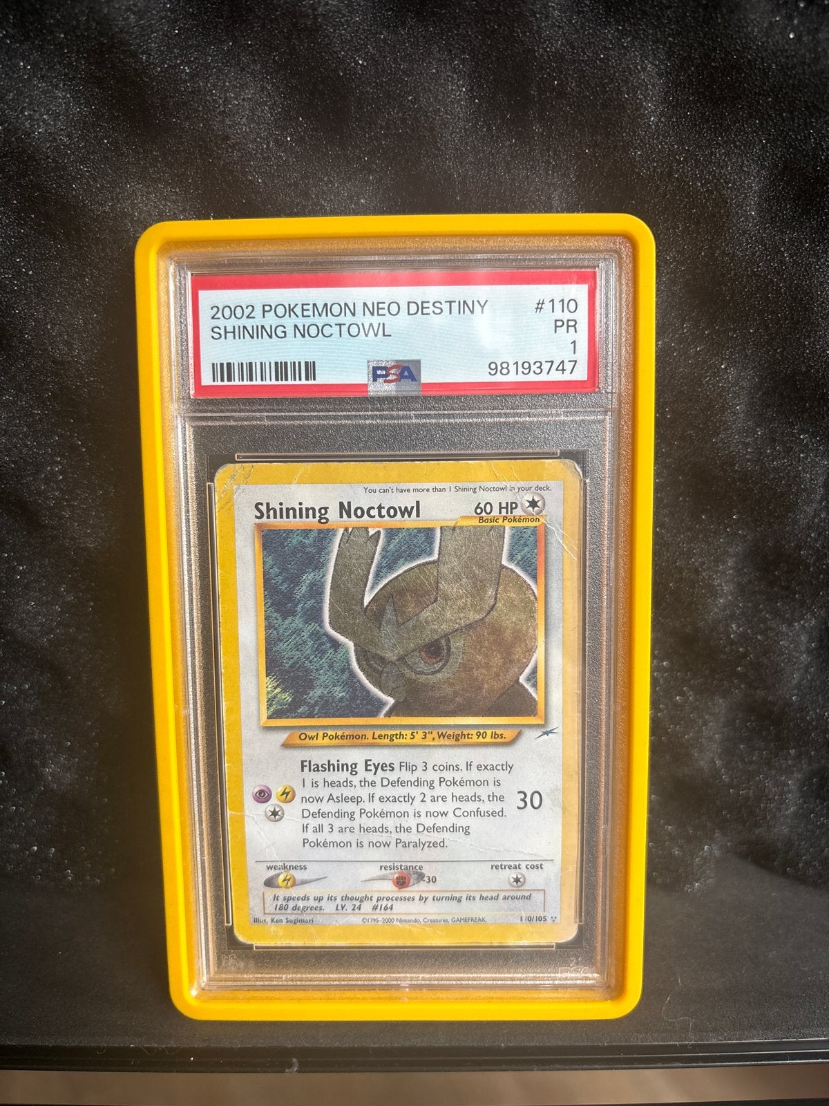 PSA 1 Shining Noctowl 2002 Pokémon Neo Destiny #110, Hobby en Vrije tijd, Ophalen of Verzenden, Nieuw, Losse kaart