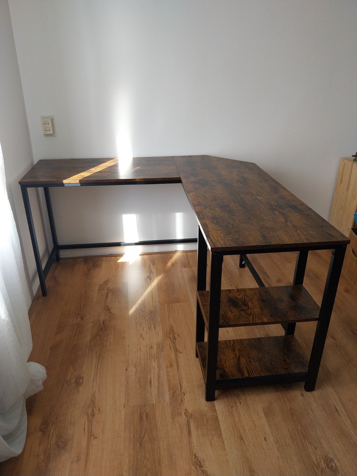 Hoekbureau met opbergruimte - Industrieel design corner desk, Opbergruimte, Spaanplaat of MDF, Hoekbureau, Bruin