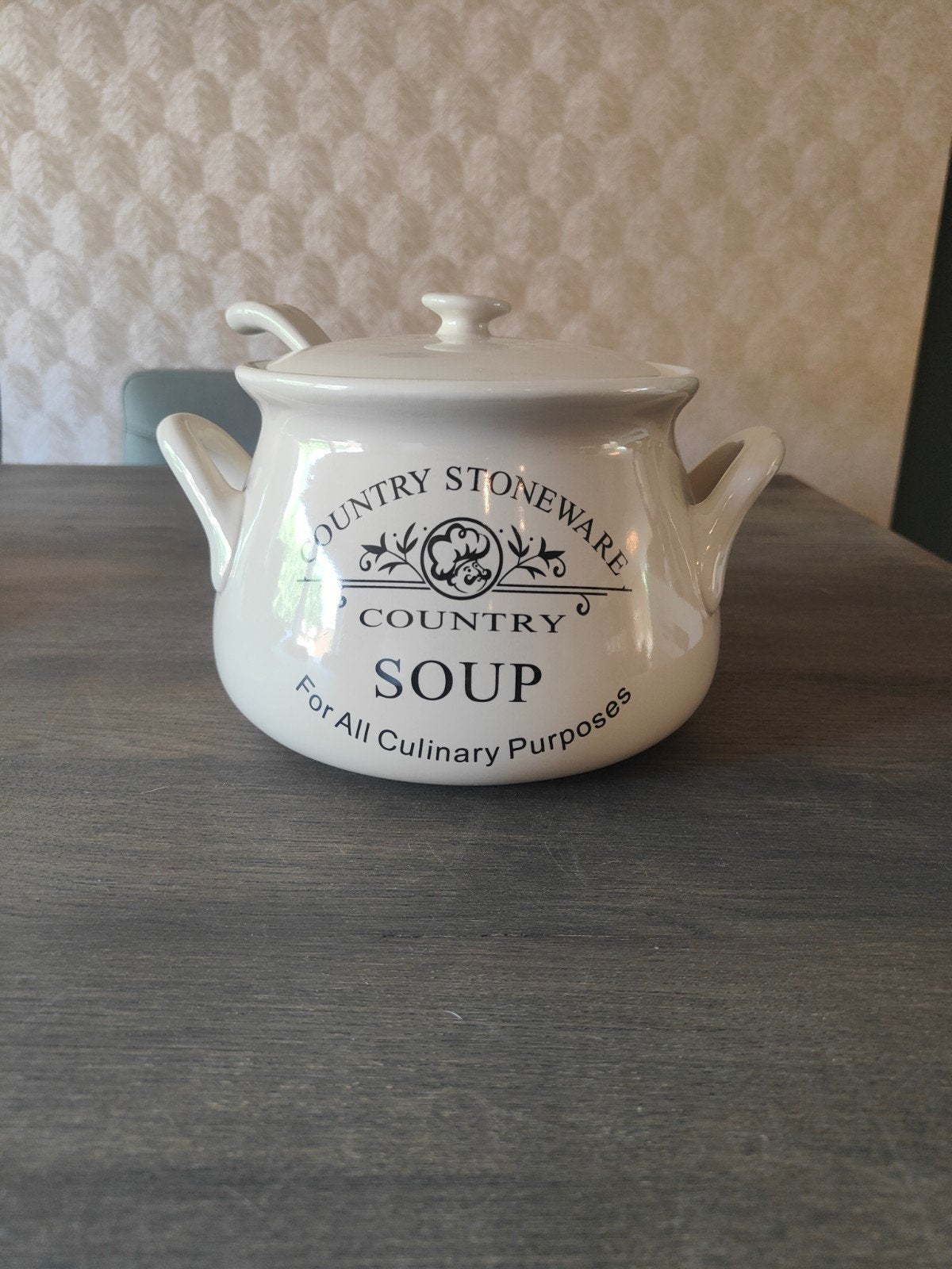 Landelijke Country Stoneware Soepterrine (Compleet met dekse, Ophalen of Verzenden, Zo goed als nieuw, Overige materialen