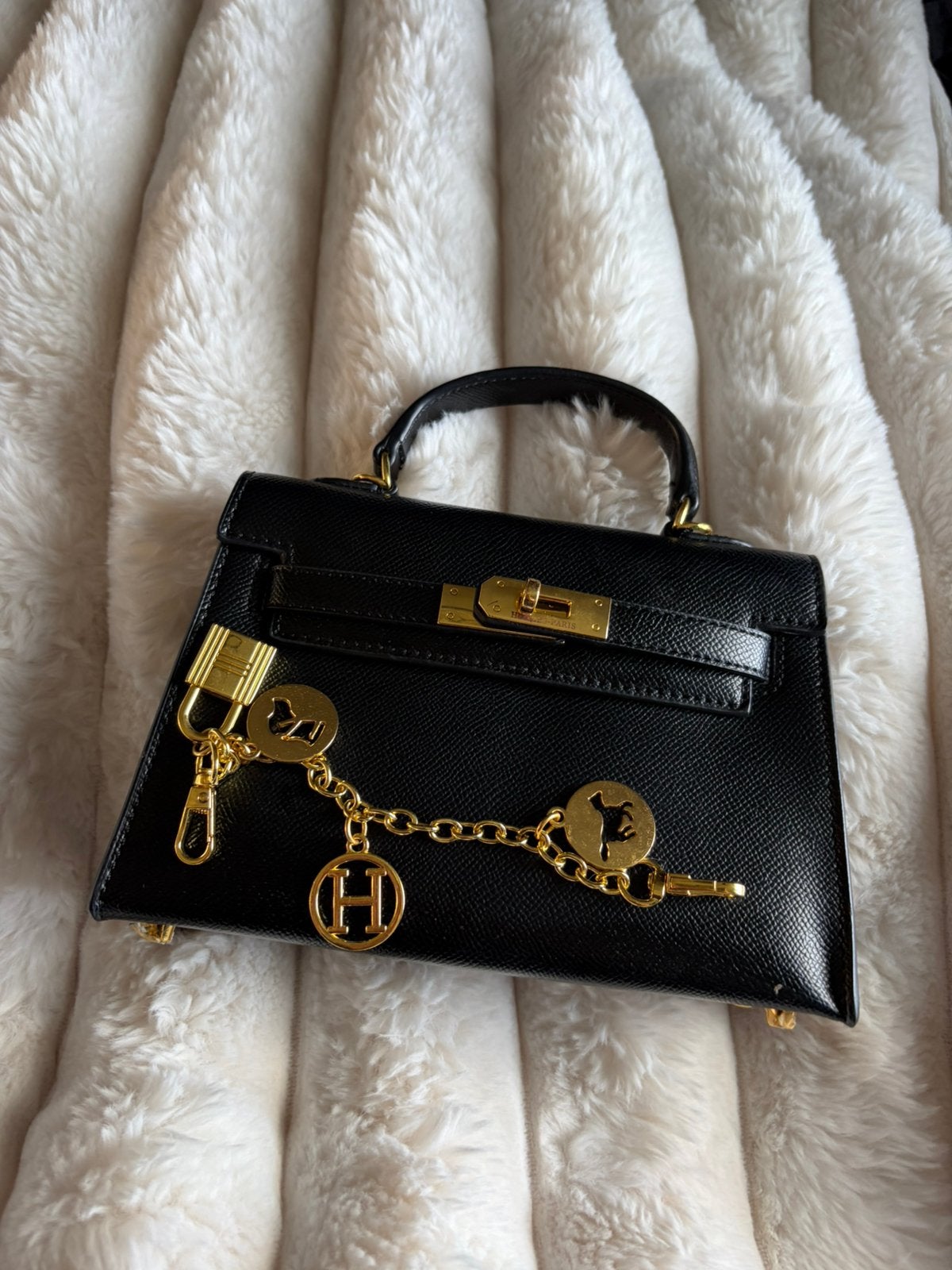 Mini kelly, Sieraden, Tassen en Uiterlijk, Tassen | Damestassen, Ophalen of Verzenden, Zo goed als nieuw, Zwart, Handtas