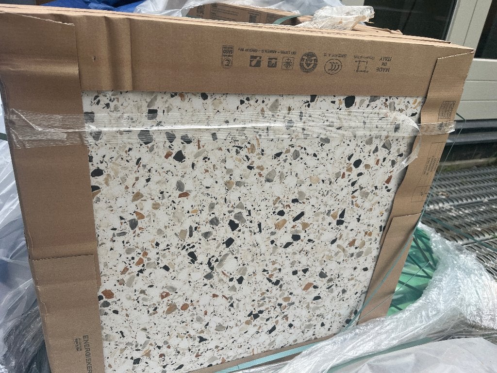 Tegels Terrazzo Medley Cream 60x60 (7.2m2), Ophalen, 60 cm of meer, Nieuw, 5 tot 10 m²