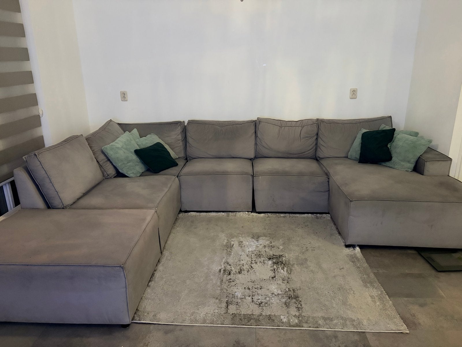 Grote modulaire hoekbank, grijs, comfortabel, Huis en Inrichting, Banken | Bankstellen, Ophalen, Gebruikt, 100 tot 125 cm, Hoekbank