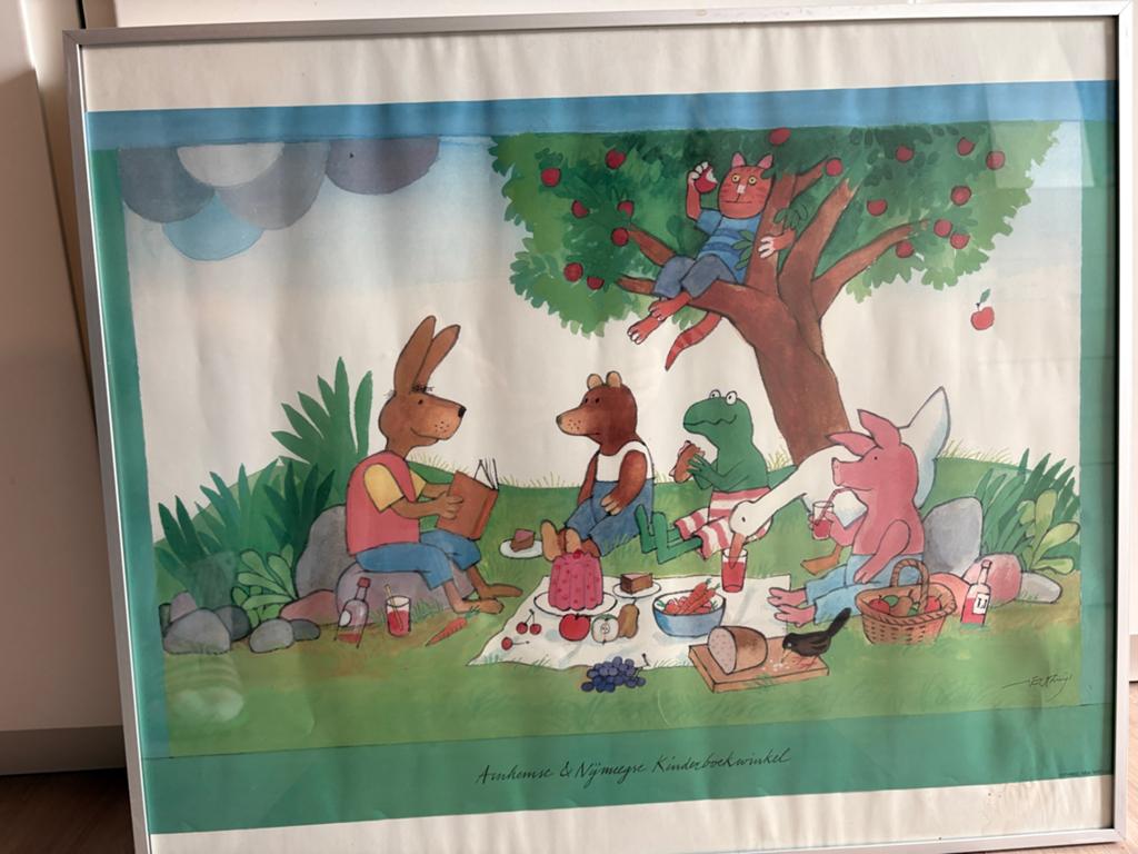 Schilderij AFM 61x51 cm - Picknick met dieren, Ophalen of Verzenden, Zo goed als nieuw, Borduurpakket