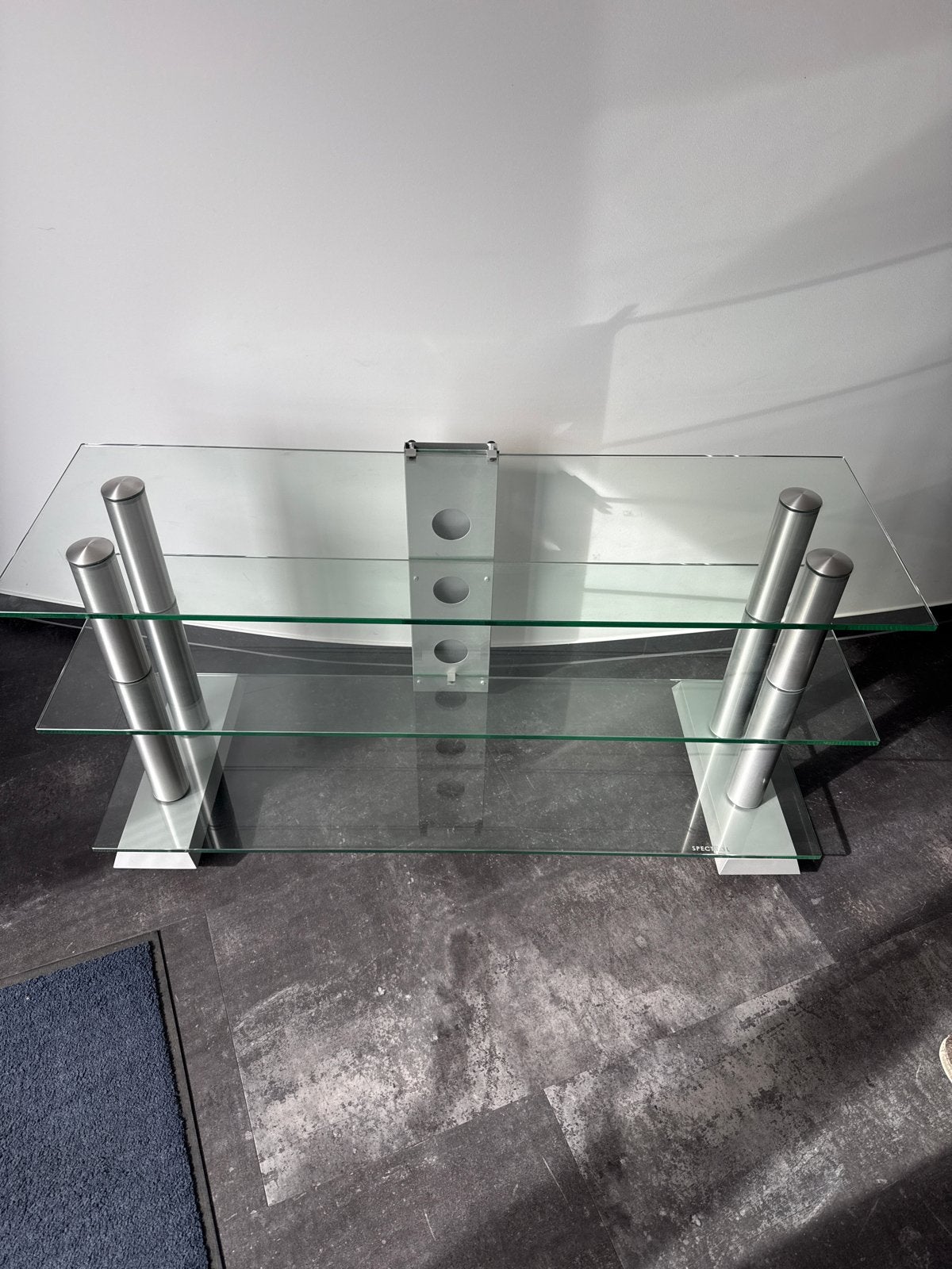 Spectral TV-meubel van glas en metaal, Huis en Inrichting, Ophalen, Gebruikt, 100 tot 150 cm, Glas