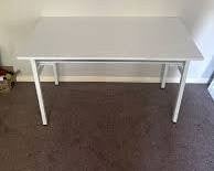 Witte IKEA LINNMON / ADILS tafel (bureau of eettafel) - Movi, Huis en Inrichting, Bureaus, Ophalen, Zo goed als nieuw