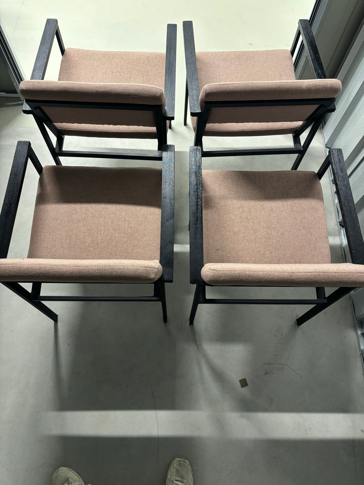 Set van 4 moderne stoelen met stoffen bekleding, Gebruikt, Overige kleuren, Ophalen of Verzenden, Vier