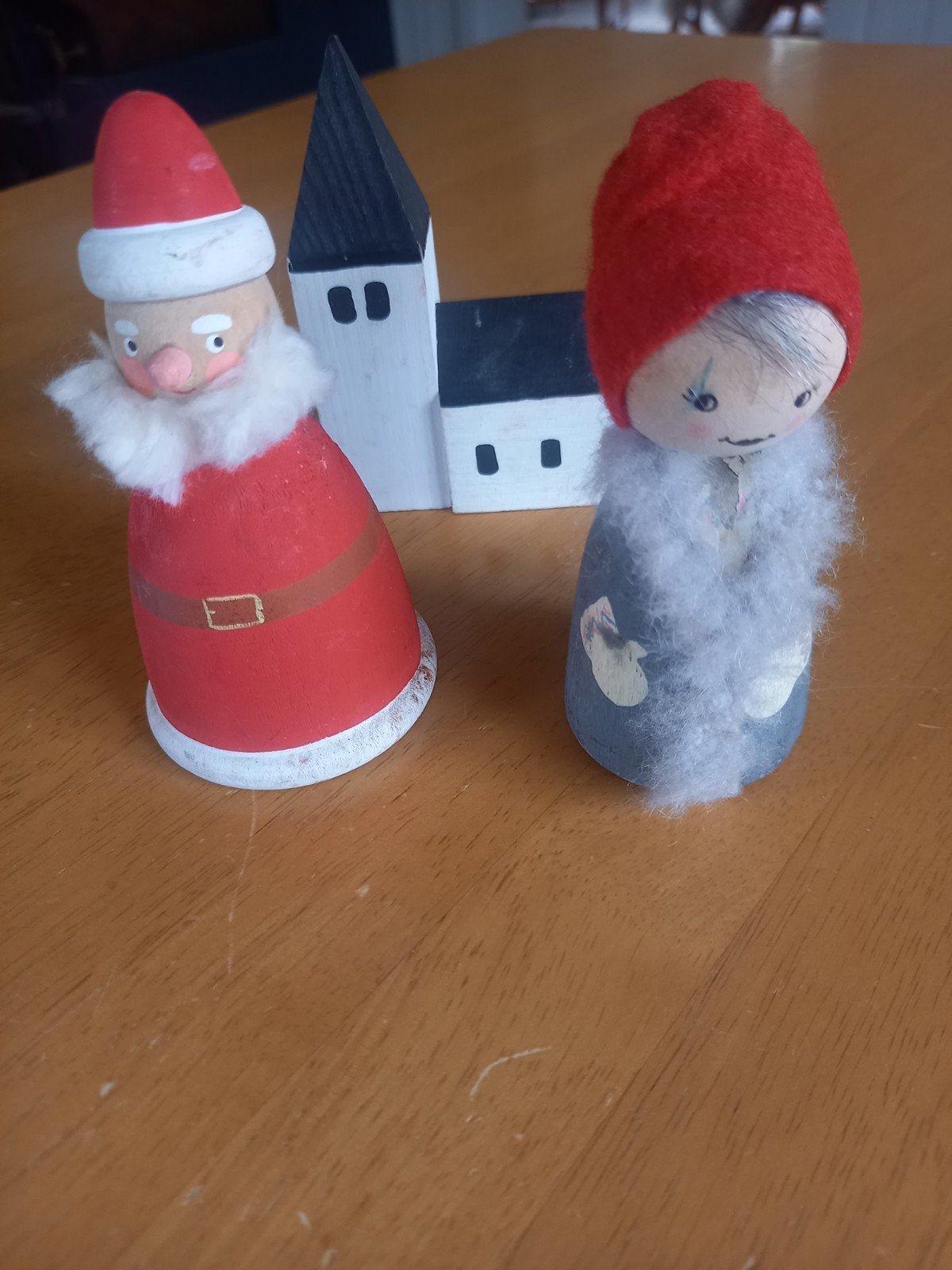 setje Zweedse vintage houten kerstfiguurtjes pegdolls, Ophalen of Verzenden, Gebruikt