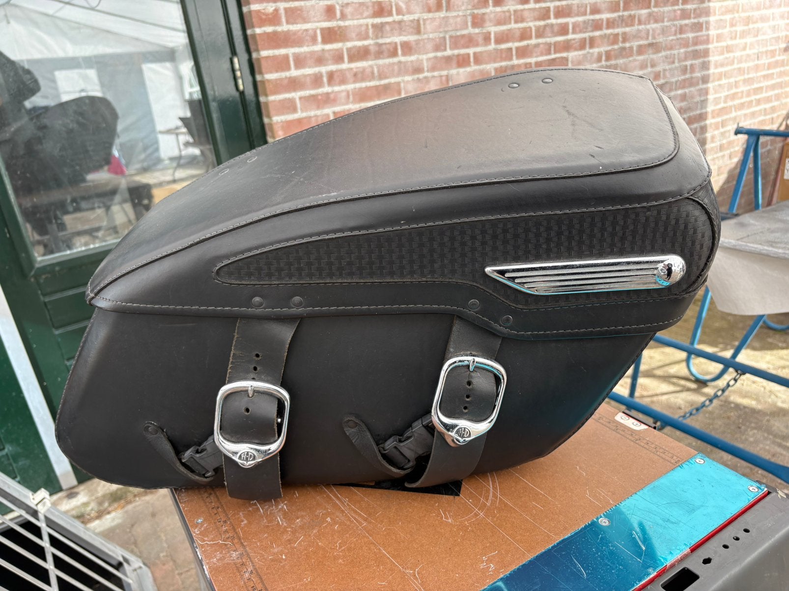 Harley Davidson leren koffers 2005, Ophalen, Gebruikt