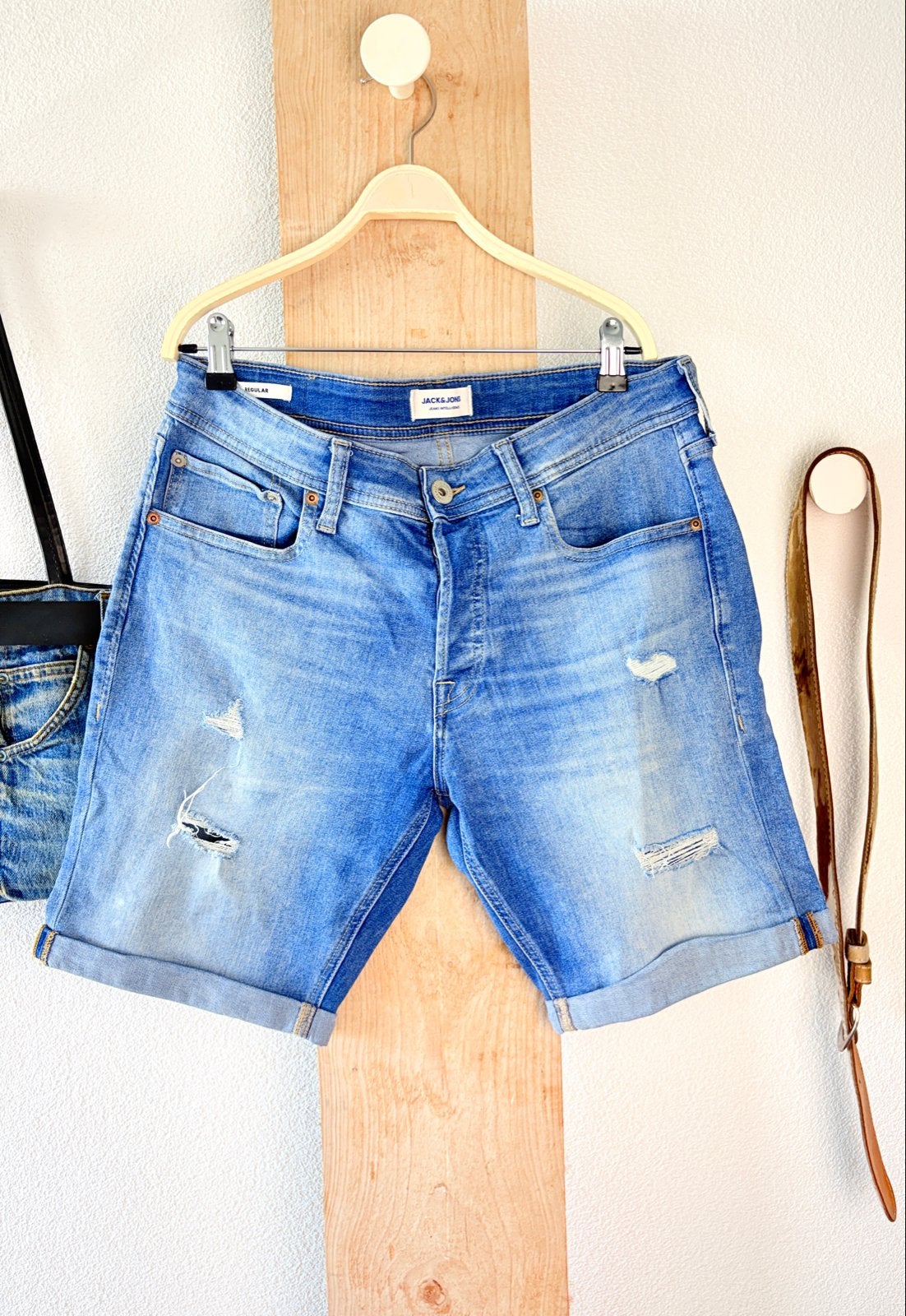 Jack & Jones jeans short met gaten, maat M, Verzenden, Gedragen, Blauw, W33 - W34 (confectie 48/50)