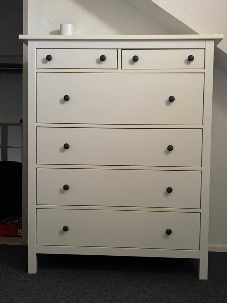 Witte Hemnes ladekast ikea, Ophalen, Gebruikt, 100 tot 150 cm, 5 laden of meer
